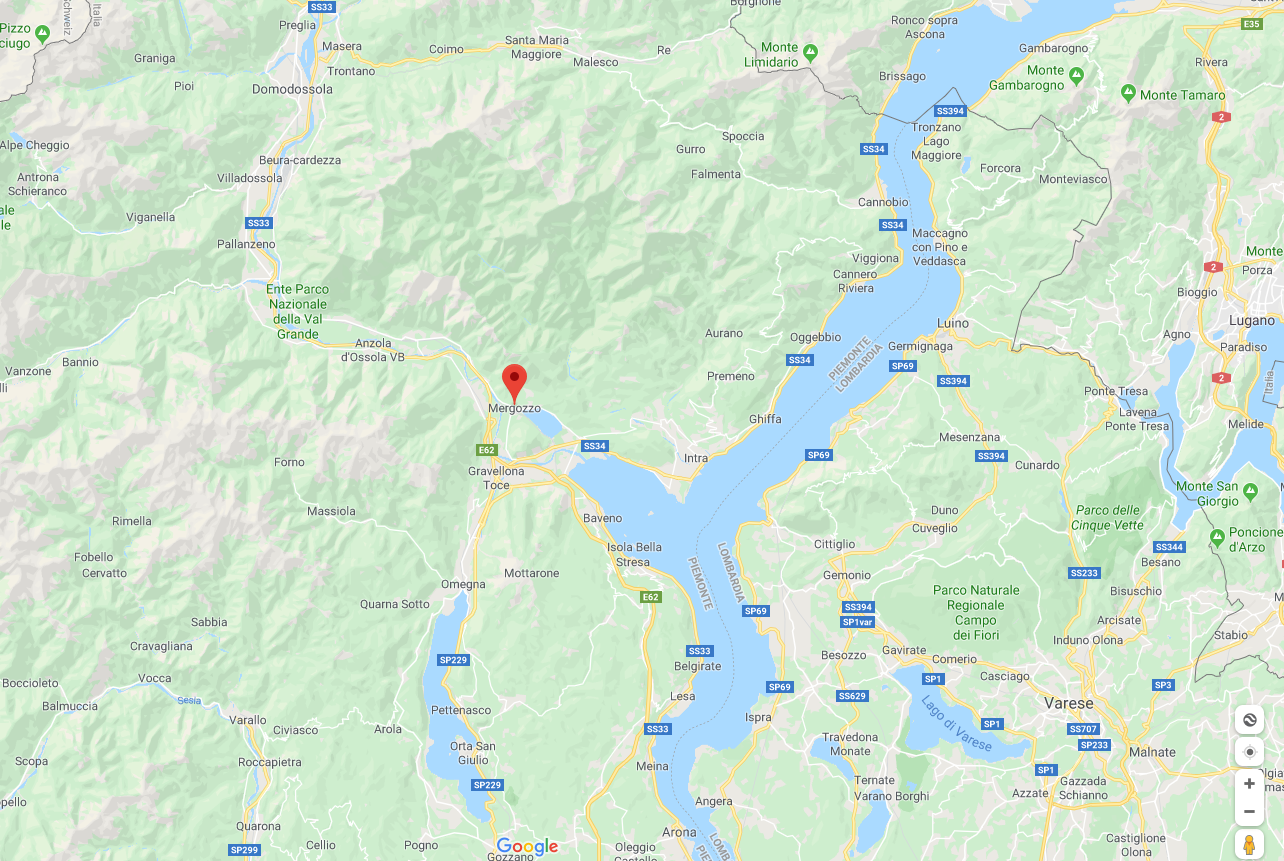 Maleriske Mergozzo vakkert dandert innerst ved innsjøen - Kart Mergozzo