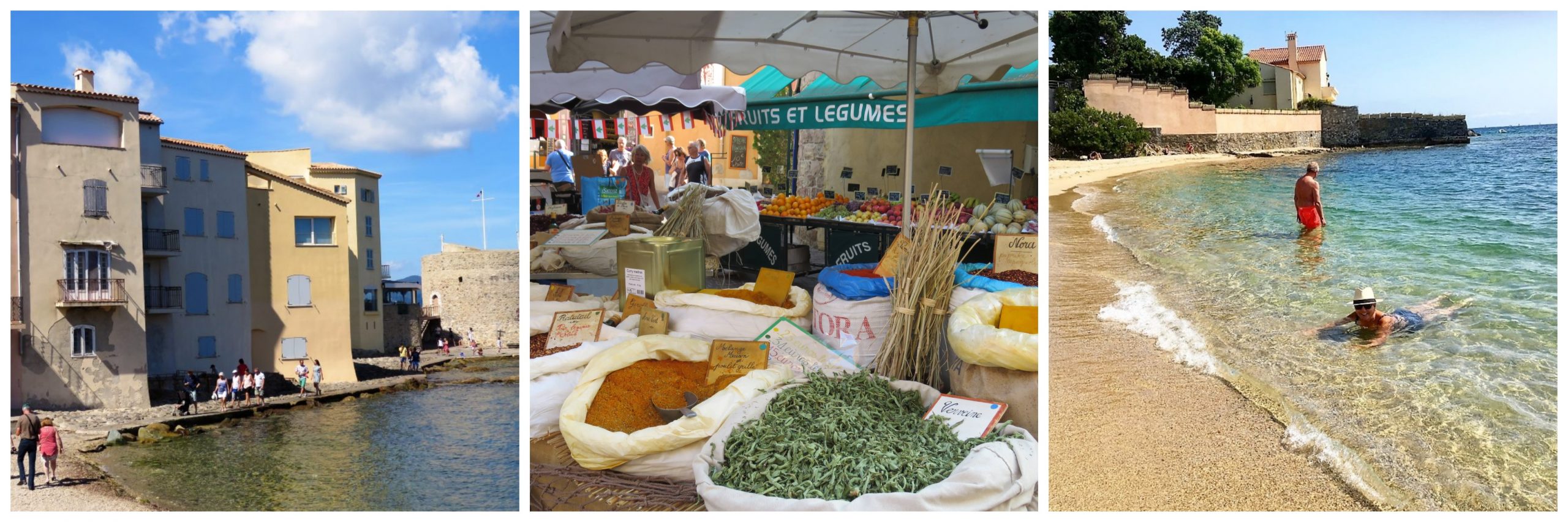 Minst 15 grunner til å dra på bilferie i Frankrike - kollasj fra tre steder i Sør-Frankrike