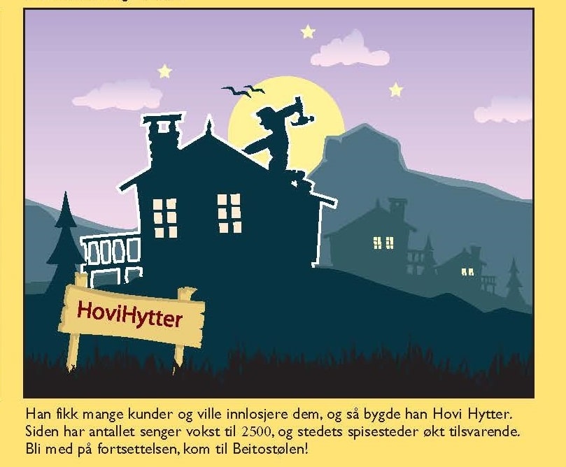 Beitostølen - når et fantastisk skieventyr tar til - De første utleihyttene blir til - Tegneserie