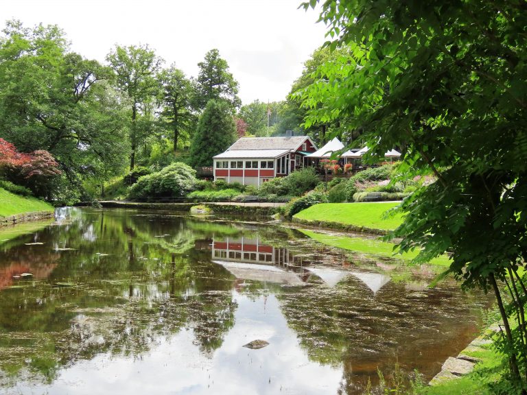 Ravnedalen, den magiske perlen med kafé og vakker park - kafeen og dammen