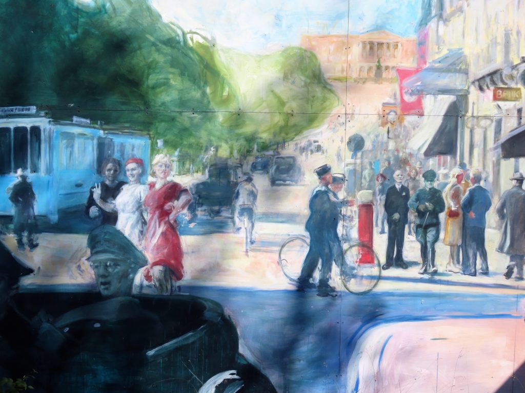 Med sansene vidåpne smyger vi oss inn i Roseslottet - Maleri fra Karl Johansegate